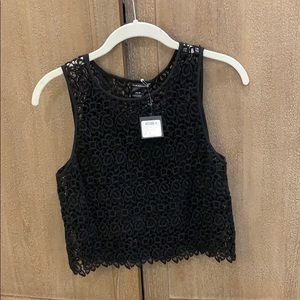 Club Monaco Black Lace Crop Top XS